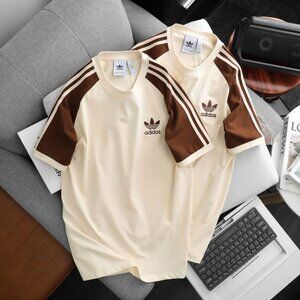 Adidas Classics Original 3 Stripes Tee Shirt Trefoil Retro Men Vanilla Brown